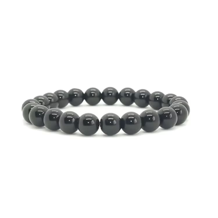 Kristallpunkten Shungit 8mm pärlor Armband 'Större Handled'
