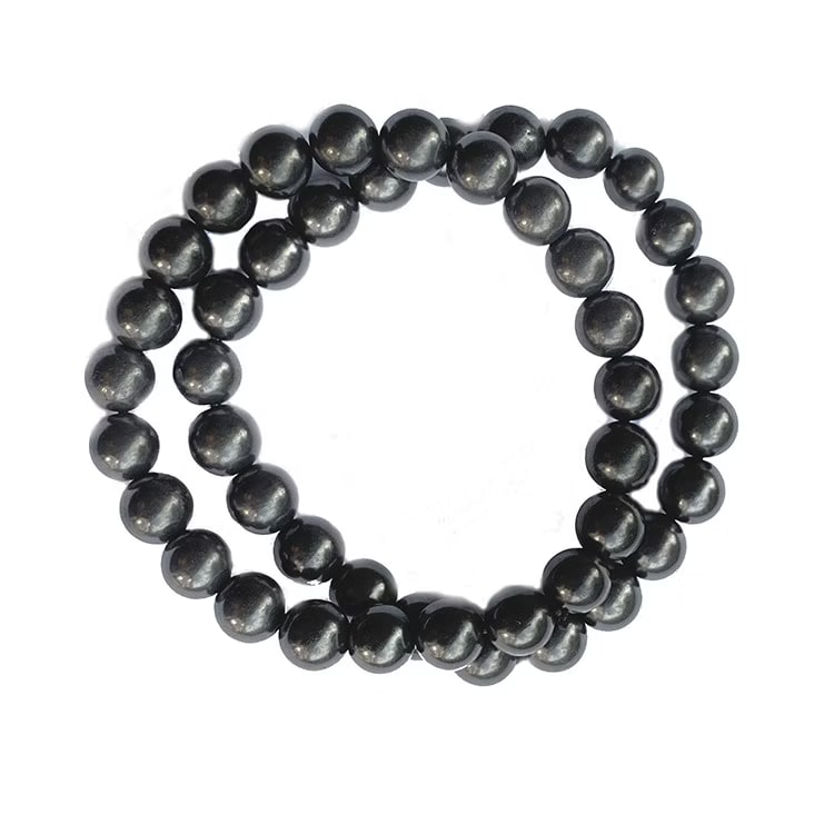 Kristallpunkten Shungit 8mm pärlor Armband 'Större Handled'