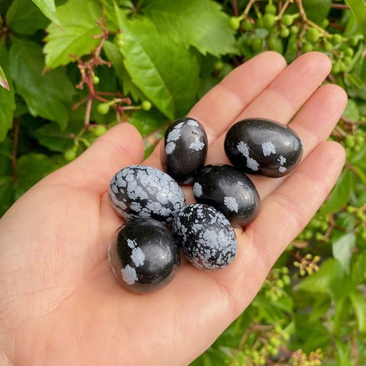 Kristallpunkten Obsidian Snöflinge Trumlade stenar 100gr