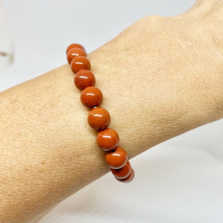 Kristallpunkten Jaspis Röd 8mm pärlor Armband
