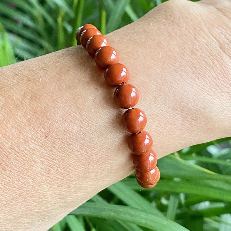 Kristallpunkten Jaspis Röd 8mm pärlor Armband