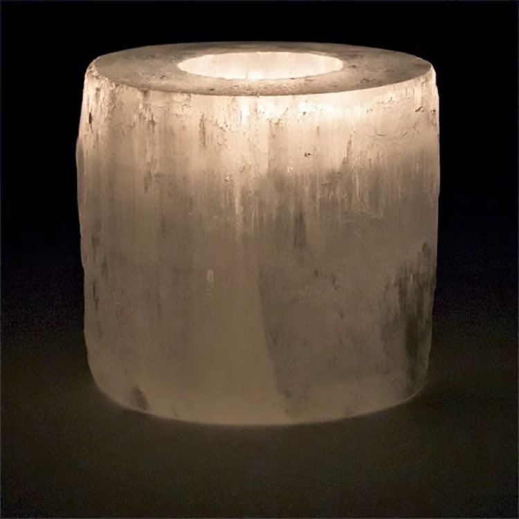 Kristallpunkten Selenit värmeljushållare 8x8cm (Cylinder)