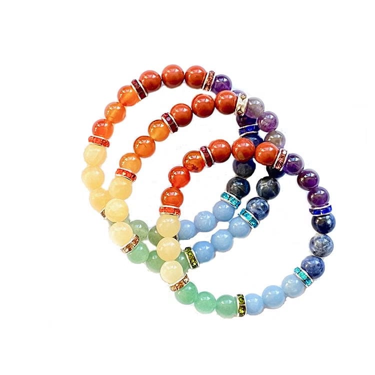 Kristallpunkten 7 Chakra Kristaller 8mm pärlor Armband