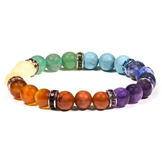 Kristallpunkten 7 Chakra Kristaller 8mm pärlor Armband