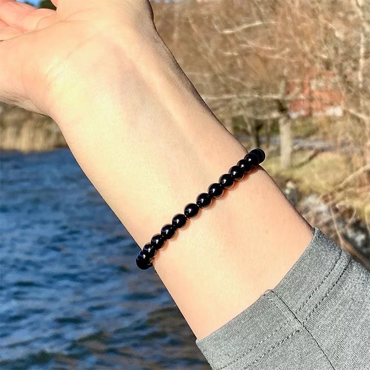 Kristallpunkten Turmalin Svart 8mm pärlor Armband