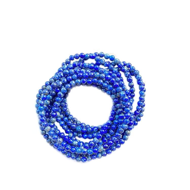 Kristallpunkten Lapis Lazuli 4mm pärlor Armband