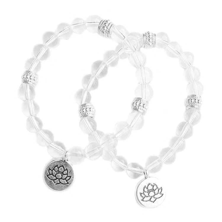 Kristallpunkten Bergkristall (Lotus) 8mm pärlor Armband