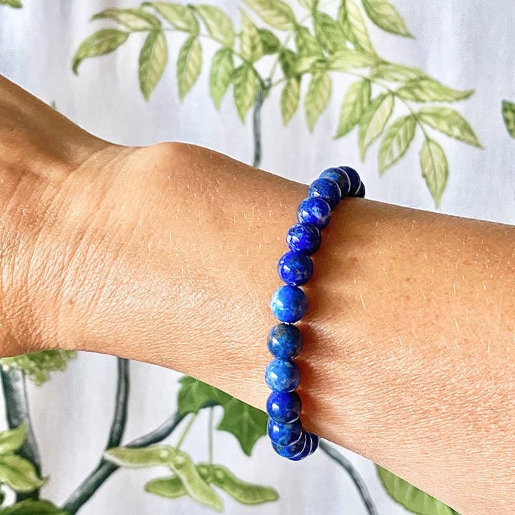 Kristallpunkten Lapis Lazuli 8mm pärlor Armband