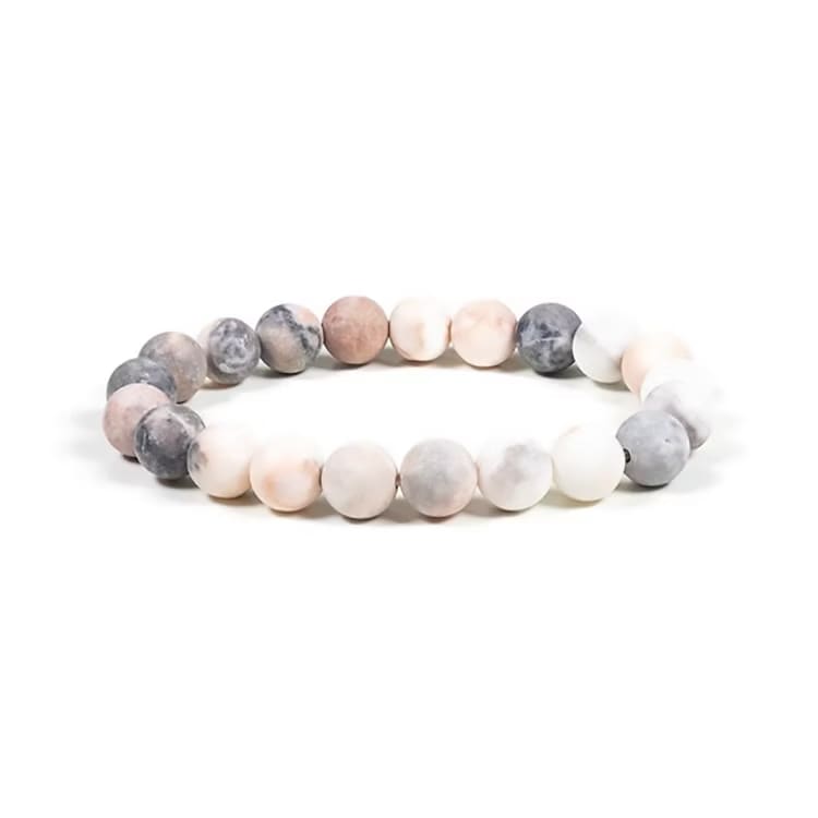 Kristallpunkten Jaspis Zebra Rosa 8mm pärlor Armband