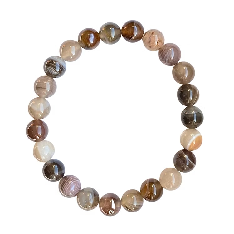 Kristallpunkten Agat Botswana 8mm pärlor Armband
