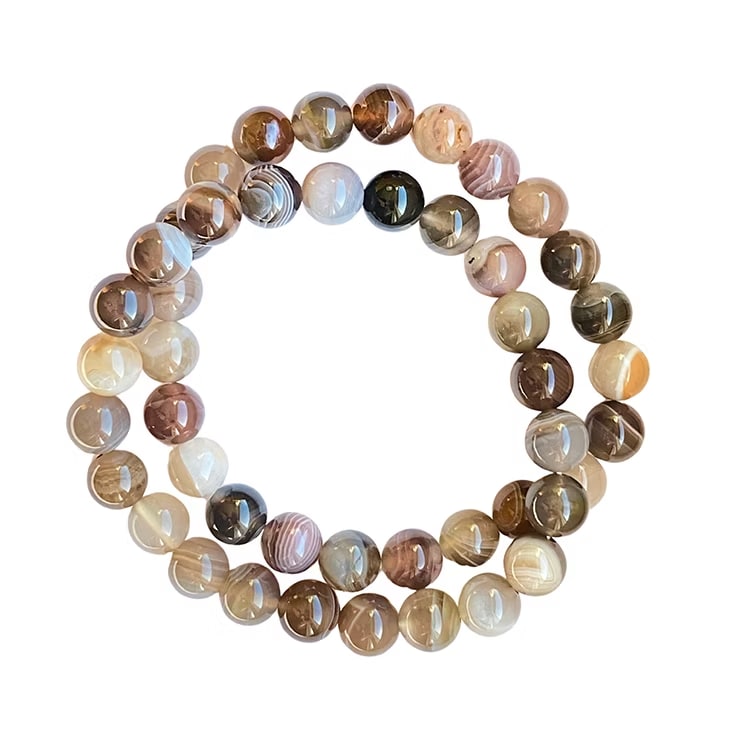 Kristallpunkten Agat Botswana 8mm pärlor Armband