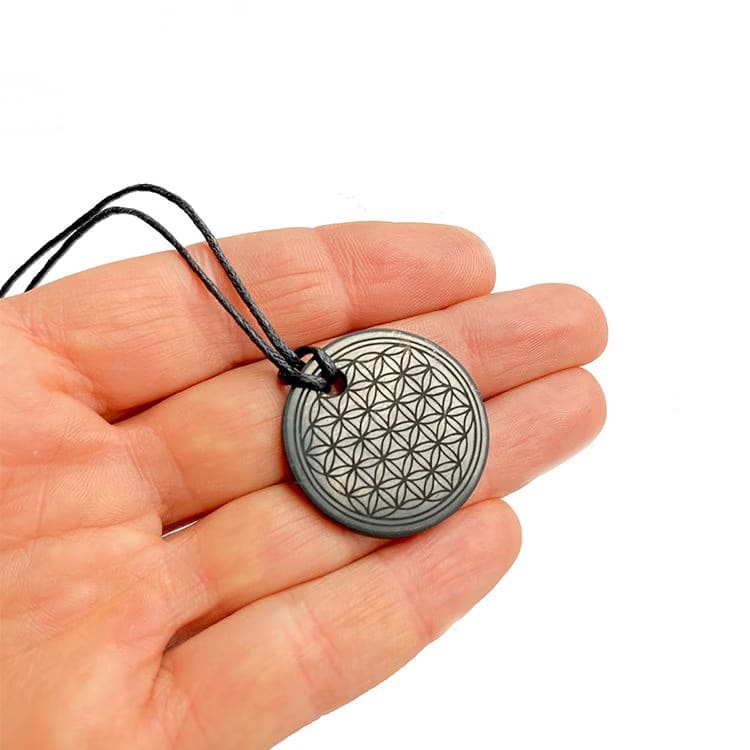 Kristallpunkten Shungit Amulett Flower of Life 3cm