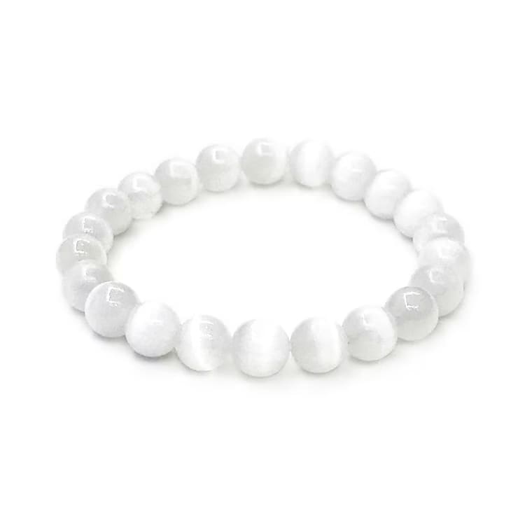Kristallpunkten Selenit 8mm pärlor Armband