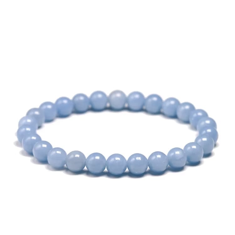 Kristallpunkten Angelit 8mm pärlor Armband