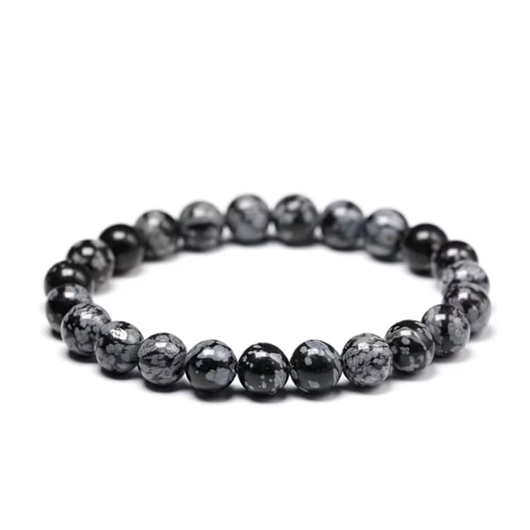 Kristallpunkten Obsidian Snöflinge 8mm pärlor Armband