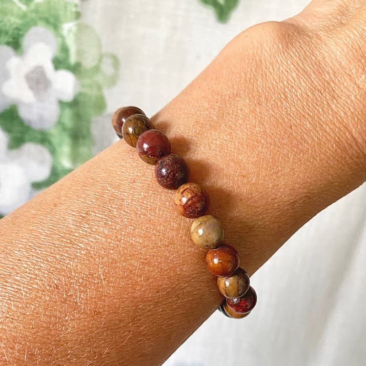 Kristallpunkten Jaspis Picasso 8mm pärlor Armband