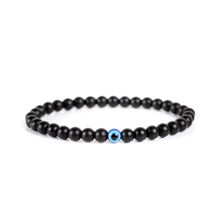 Kristallpunkten Obsidian Svart, ’Skyddsöga’ 6mm pärlor Armband