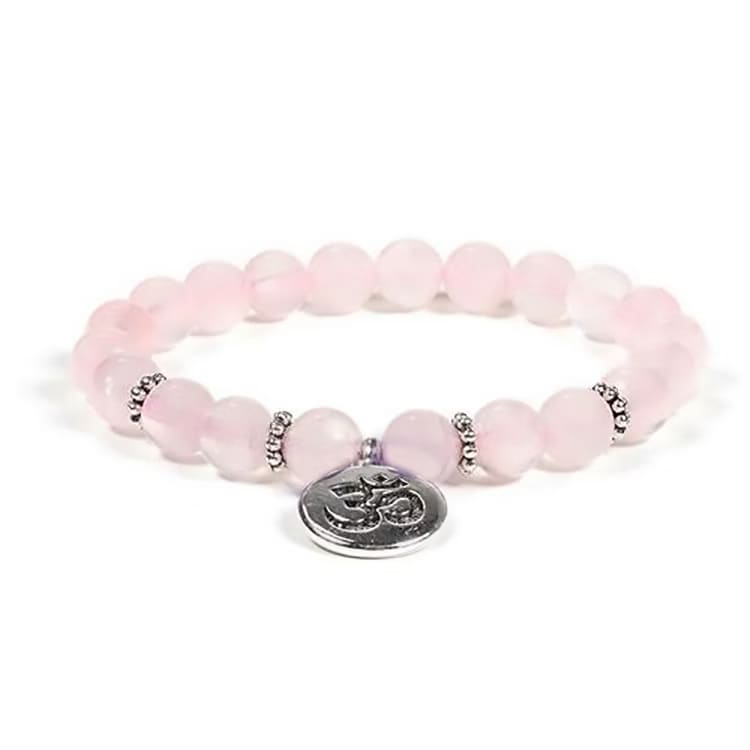 Kristallpunkten Rosenkvarts (AUM) 8mm pärlor Armband