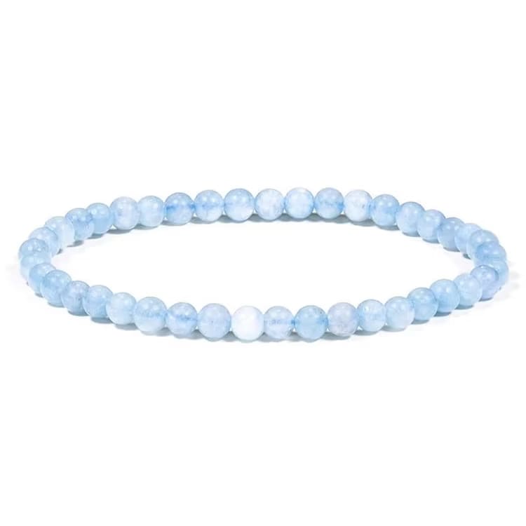 Kristallpunkten Akvamarin 4mm pärlor Armband
