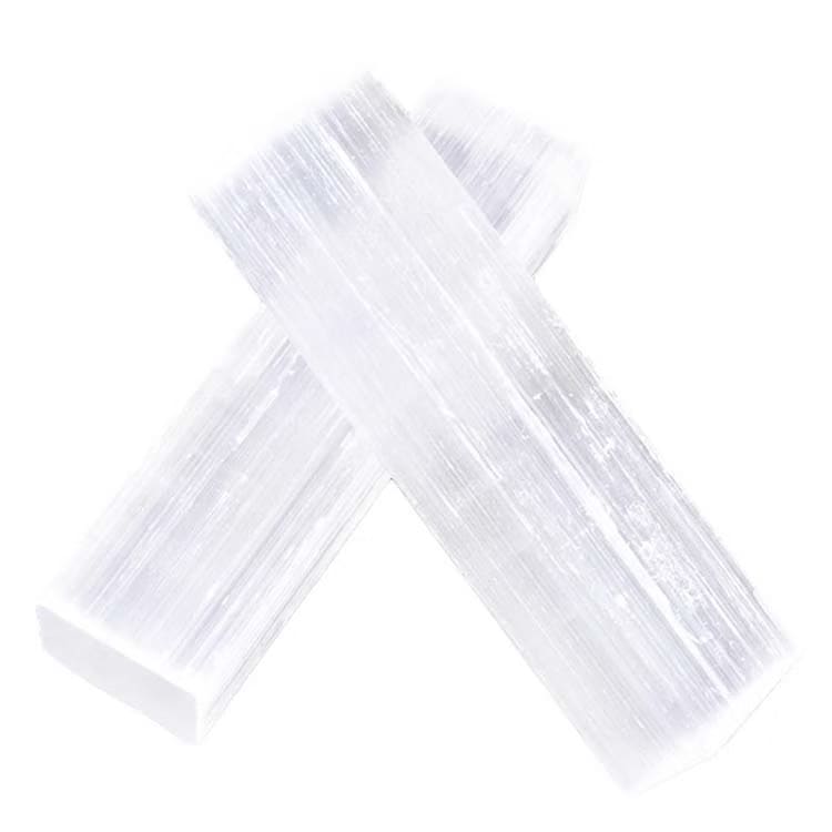 Kristallpunkten Selenit naturliga Råa stavar 2-pack