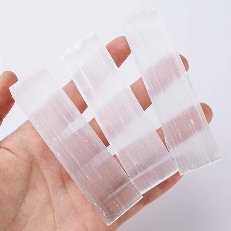 Kristallpunkten Selenit naturliga Råa stavar 2-pack
