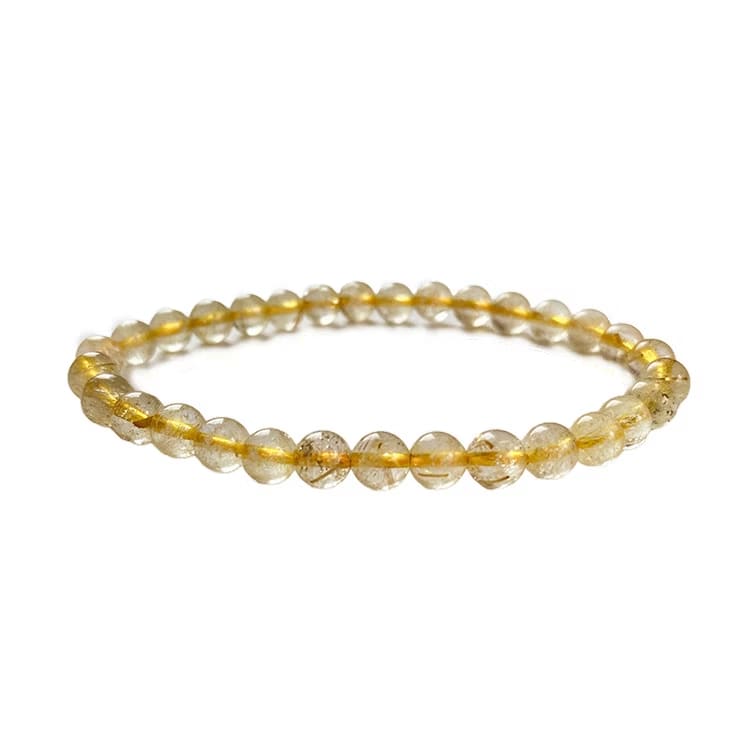 Kristallpunkten Rutilkvarts Guld 6mm pärlor Armband