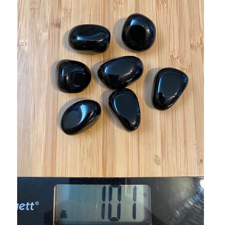 Kristallpunkten Obsidian Svart AA Trumlade stenar 100gr