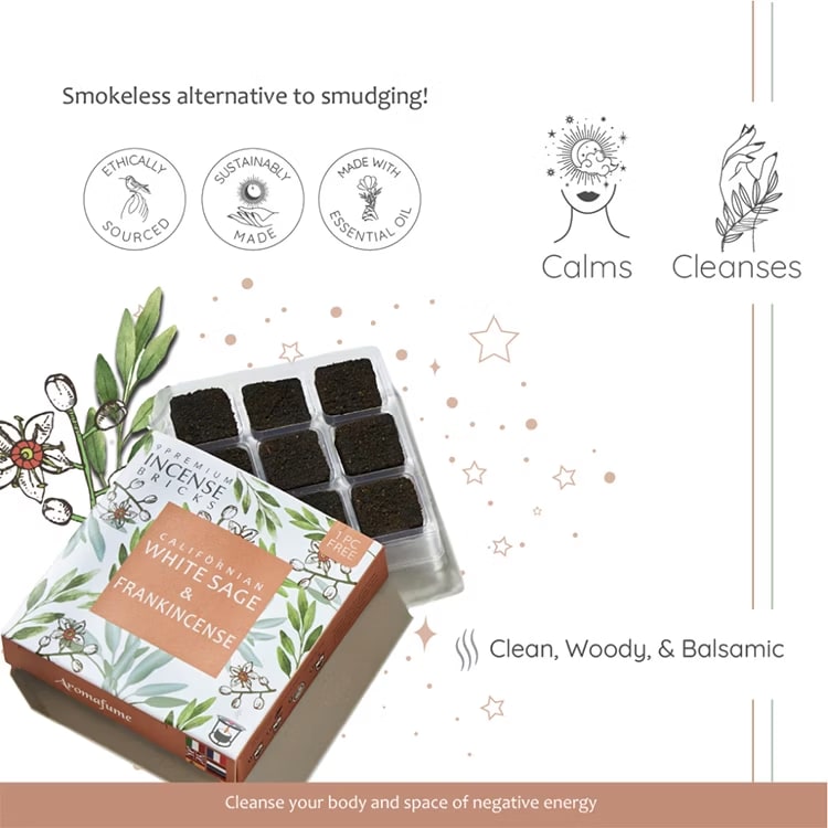 Kristallpunkten Rökelsebrickor Vit salvia & Frankincense 9st