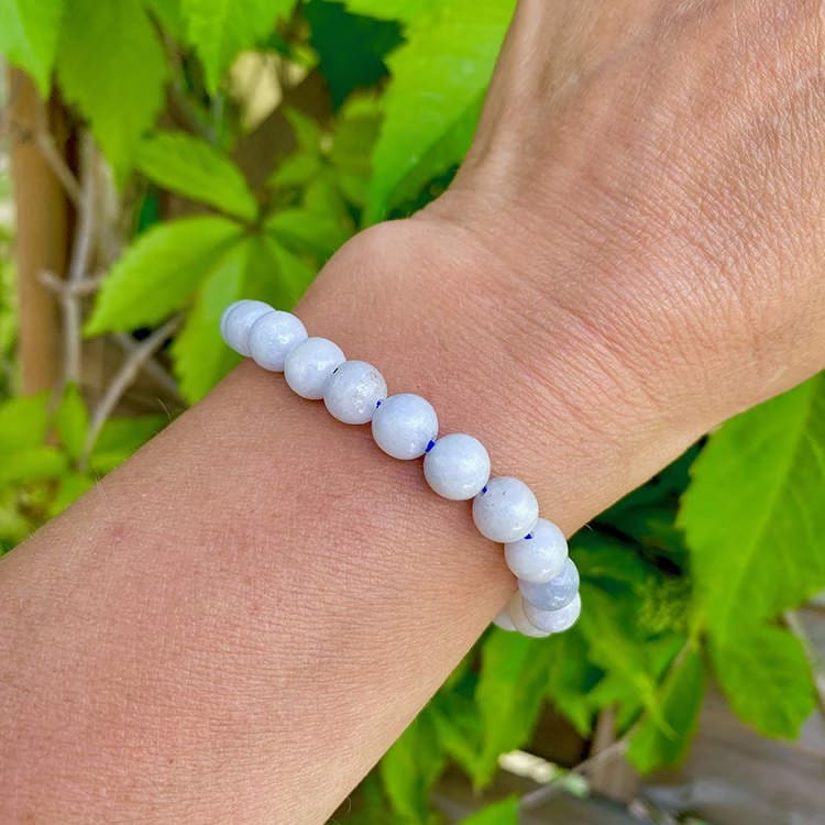 Kristallpunkten Celestit 8mm pärlor Armband
