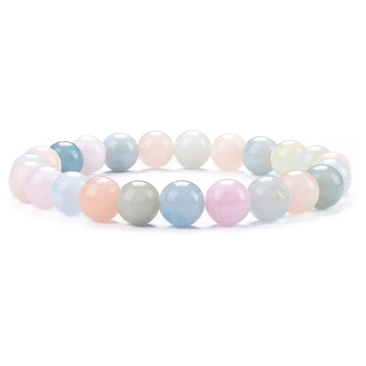 Kristallpunkten Morganit 8mm pärlor Armband