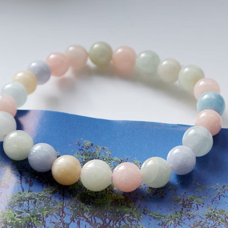 Kristallpunkten Morganit 8mm pärlor Armband
