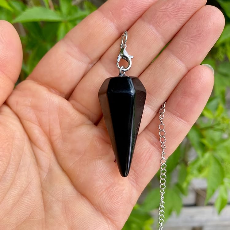 Kristallpunkten Obsidian Svart Pendel 4cm
