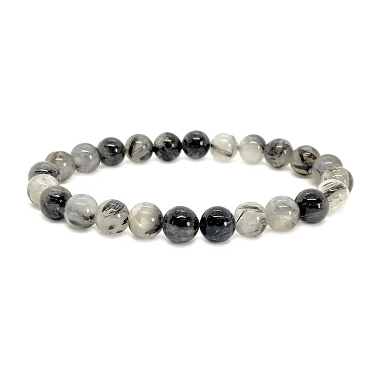 Kristallpunkten Rutilkvarts Svart 8mm pärlor Armband