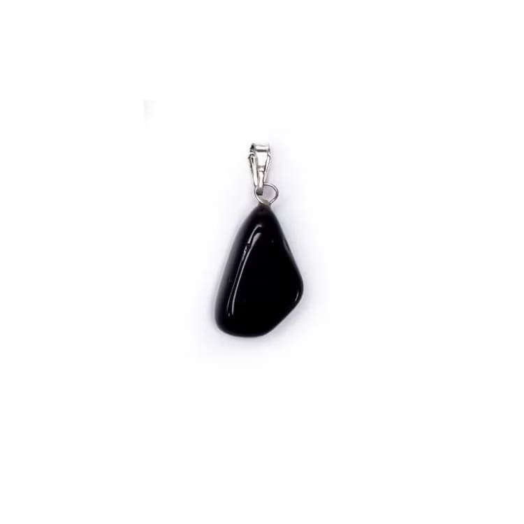 Kristallpunkten Obsidian Svart Hängsmycke (Metallhänge)