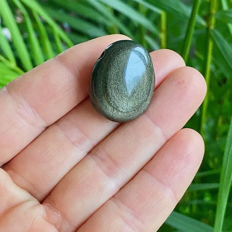 Kristallpunkten Obsidian Guld AA Hängsmycke (Rundad)