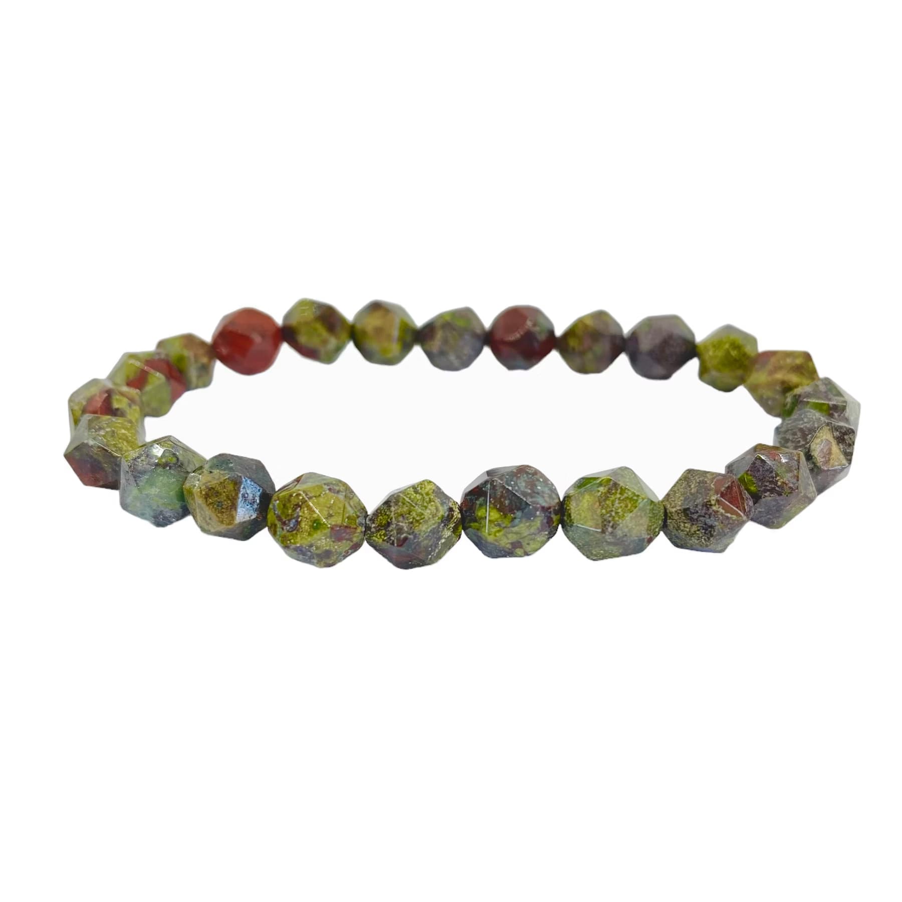 Kristallpunkten Jaspis Dragon Blood (Briljantslipad) 8mm Armband