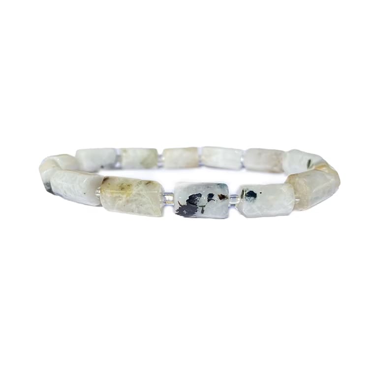 Kristallpunkten Månsten Regnbågs (Polygon) 10-14mm pärlor Armband