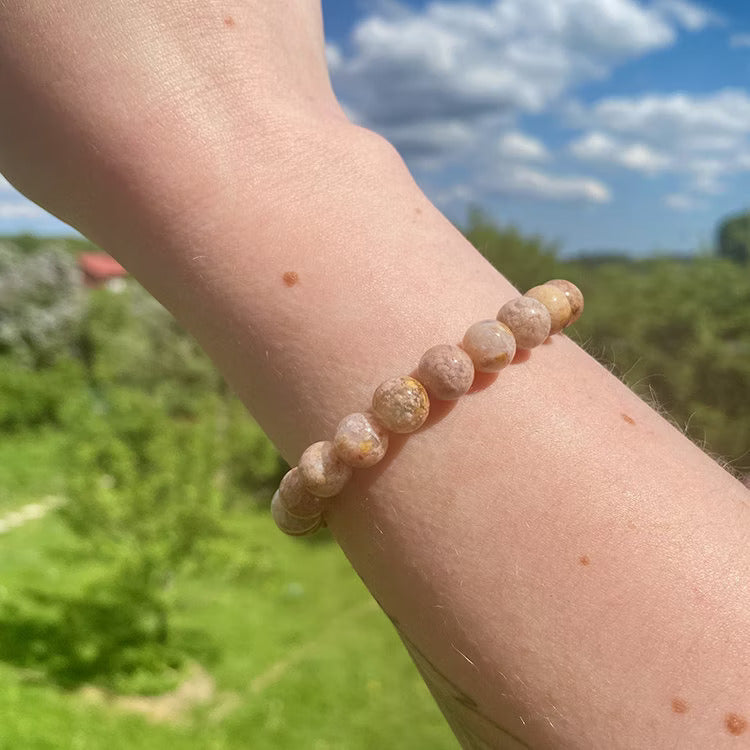 Kristallpunkten Agat Blomster 8mm pärlor Armband