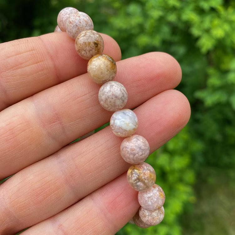 Kristallpunkten Agat Blomster 8mm pärlor Armband