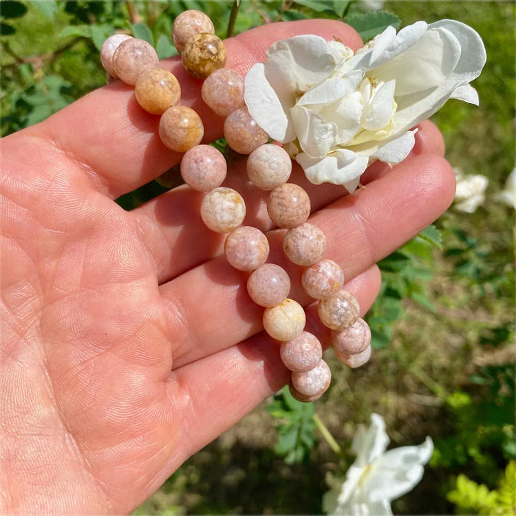 Kristallpunkten Agat Blomster 8mm pärlor Armband