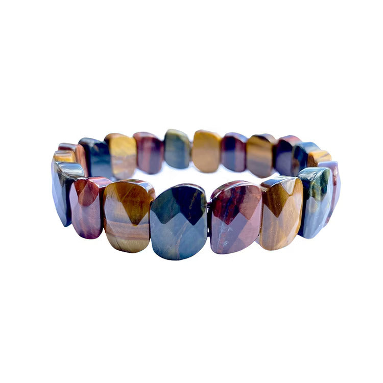 Kristallpunkten Tigeröga 3 färger (Facetterad Platta) Armband