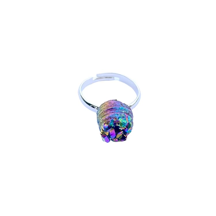 Kristallpunkten Titan Aura Kvarts Ring (925 silver)