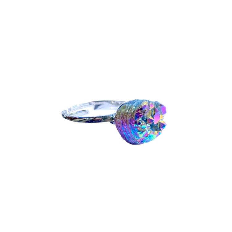 Kristallpunkten Titan Aura Kvarts Ring (925 silver)