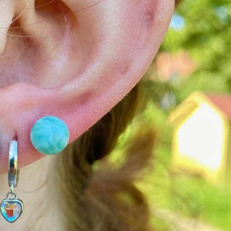 Kristallpunkten Larimar Örhängen (Pärla Silver 925)