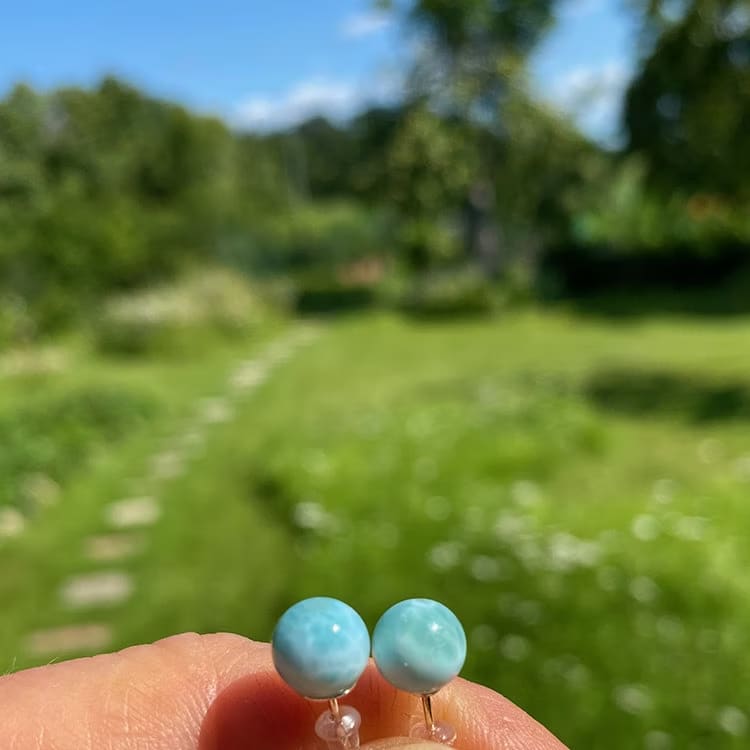 Kristallpunkten Larimar Örhängen (Pärla Silver 925)
