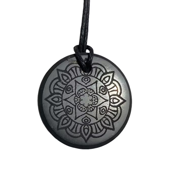 Kristallpunkten Shungit Amulett MANDALA 3cm