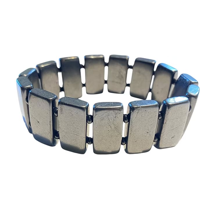 Kristallpunkten Shungit Rektangulära pärlor Armband 'Normal Handled'