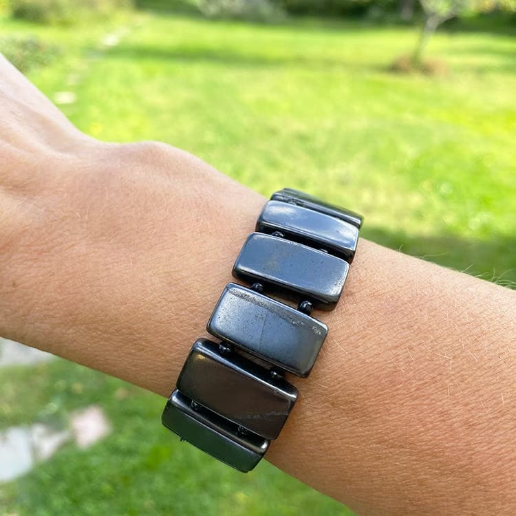 Kristallpunkten Shungit Rektangulära pärlor Armband 'Normal Handled'
