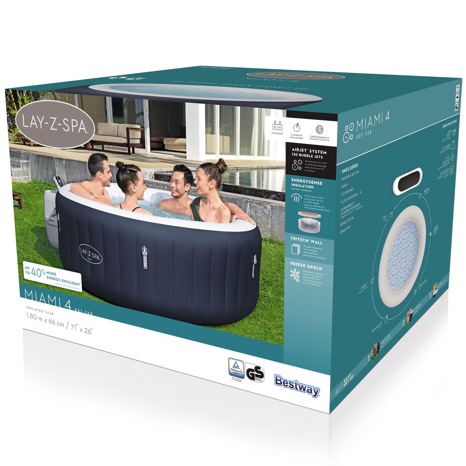 Bestway Lay-Z-Spa® Miami EnergySense AirJet 4 Mörkblå 1.80m x 66cm